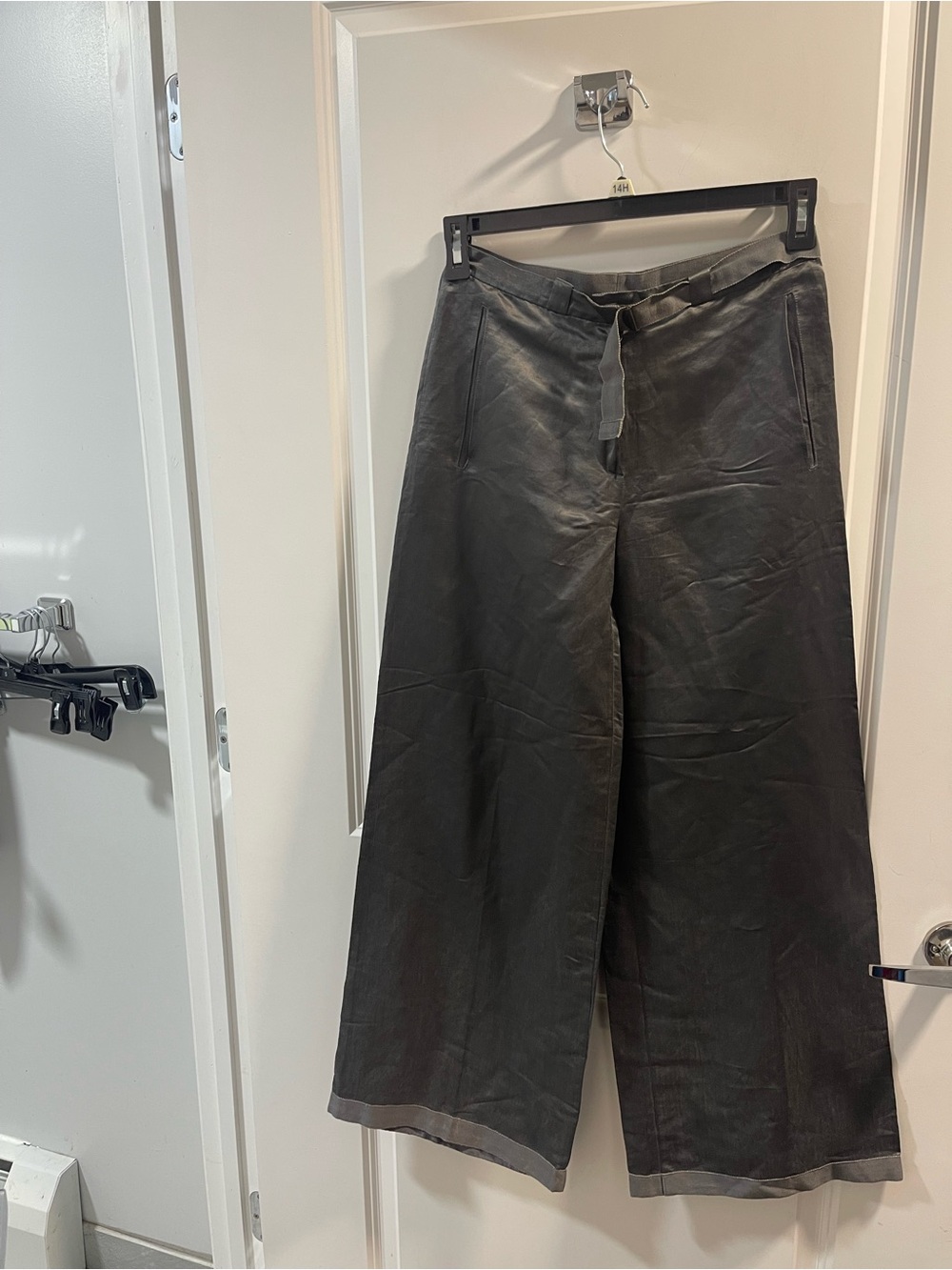 Wide-Leg Tie-Waist Pants in Black Have Small Flawed